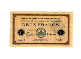 2 Francs Chambre De Commerce Montluçon Gannat 1917 - Bons & Nécessité