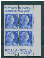 !!! 20 F MARIANNE DE MULLER BLOC DE 4 AVEC PUBS GRAMMONT - ROLLA ET COIN DATE NEUF ** - Unused Stamps