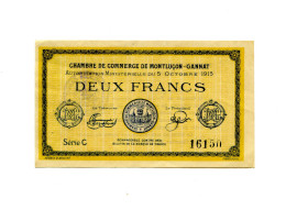 2 Francs Chambre De Commerce Montluçon Gannat 1915 - Bonds & Basic Needs