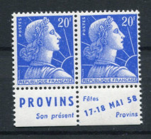 !!! 20 F MARIANNE DE MULLER TYPE I, PAIRE  AVEC PUBLICITES PROVINS NEUVE ** - Ungebraucht