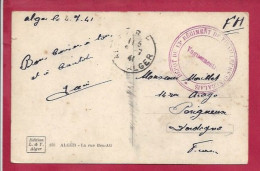 Y&T N°FM (13eme Régiment De SENEGALAIS) ALGER  Vers   PERIGUEUX 1941 - Guerra D'Algeria