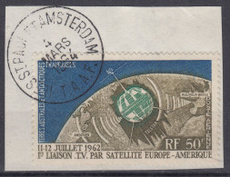 TIMBRE TAAF SATELLITE POSTE AERIENNE N° 6 OBLITERATION ILES ST PAUL ET AMSTERDAM SUR FRAGMENT - Used Stamps