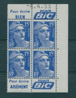 !!! 15 F MARIANNE DE GANDON BLOC DE 4 AVEC PUBS POINTE BIC ET COIN DATE NEUF ** - Unused Stamps