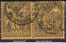 FRANCE TYPE SAGE 35c VIOLET NOIR PAIRE N° 93 AVEC OBLITERATION DE TOULOUSE - 1876-1898 Sage (Type II)