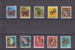 NEW ZEALAND - O / FINE CANCELLED - 1970/1971 - BUTTERFLIES , FISHES -  Yv. 508/16, 518  -  Mi. 517/25, 527 - Usati
