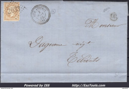 FRANCE N°21 SUR LETTRE GC 2033 LIQ ATHERAY BASSES PYRENEES + CAD DU 02/11/1866 - 1862 Napoléon III