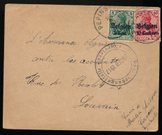 ENVELOPPE 1917  PEPINSTER  UBERWACHSTELLE VERVIERS NAAR LOUVAIN - Deutsche Armee