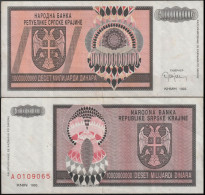 SERBIE SERBIA Bank Note Billet 10 Millliards De Dinars 1993 Narodna Banka Republike Srpske Krajine - Serbien