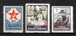 ⁕ Turkey 1943 - 1947 ⁕ Compulsory Surcharge Stamps / Charity Stamps ⁕ 3v Unused (MNH, NG, MH) - Charity Stamps