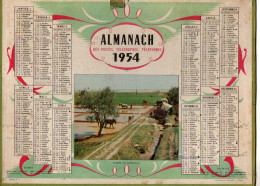 Calendrier Almanach Des P.T.T. 1954 Du Nord - Photo Rizière En Camargue - Oller - Format : 28.5x21.5 Cm - Grossformat : 1941-60