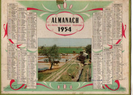 Delcampe - Calendrier Almanach Des P.T.T. 1954 Du Nord - Photo Rizière En Camargue - Oller - Format : 28.5x21.5 Cm - Grand Format : 1941-60