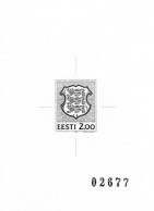 Estonia Estland 1991 Numbered Lux-block Of Stamp 2.00 From The First Set Metallography (intaglio) With Water Marks - Estonie