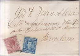 Año 1876 Edifil 175-188 Alfonso XII Carta De Perelada Juan Barbosa - Briefe U. Dokumente