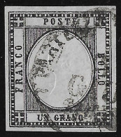 A.S.I. - REGNO DI NAPOLI - 1861 - Province Napoletane - Valore Usato Da 1 Grano Nero - In Ottime Condizioni. - Nápoles