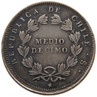 CHILE 1/2 DECIMO 1857 RARE #t059 0543 - Chile