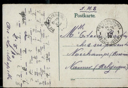 Carte Vue ( Bacharah-DE)  Franchise S.M.B.  Obl. Postes Militaires BELGIQUE 20/08/1920 Pour BIESMES (NAMUR ) - Franchigia