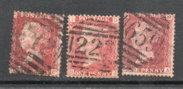 Queen Victoria 1d Red Plates 136 140 & 158 Used As Scanned - Gebraucht