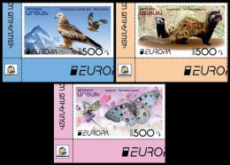 ARMENIA KARABAKH ARTSAKH 2021-01 EUROPA: Endangered Animals. Bird Butterfly Polecat. CORNER, MNH - 2021