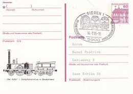 Germany Deutschland  150 Jahre Deutsche Eisenbahnen Siegen Der Adler 1 Dampflokomotive In Deutschland 14-07-1985 - Privé Postkaarten - Gebruikt
