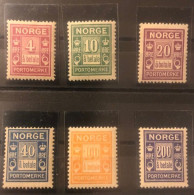 Norway Norge 1921 - 1927 Year Michel Porto N 7-12  Set Of 6 Definitives Mint Stamps In FV Rare Condition (**) ! - Ongebruikt