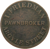 AUSTRALIA PENNY TOKEN 1857 Victoria (1837-1901) TASMANIA 1857 FRIEDMAN PAWNBROKER #t059 0187 - Penny