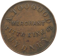 AUSTRALIA PENNY TOKEN 1855 Victoria (1837-1901) 1855 PITT KING SYDNEY TOGOOD #t063 0487 - Penny