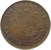 AUSTRALIA PENNY TOKEN 1862 Victoria (1837-1901) IN VINO VERITAS MELBOURNE #t059 0167 - Penny