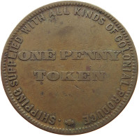 AUSTRALIA PENNY TOKEN  Victoria (1837-1901) HOBART TOWN LIPSCOMBE TASMANIA #t059 0165 - Penny