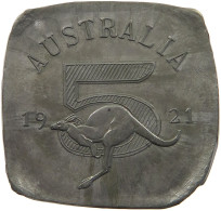 AUSTRALIA MEDAL 1921 AUSTRALIA LEAD UNIFACE MEDAL 5 1921 KANGAROO #t084 0117 - Sin Clasificación