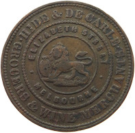 AUSTRALIA HALF PENNY TOKEN 1857 Victoria (1837-1901) MELBOURNE #t059 0207 - ½ Penny