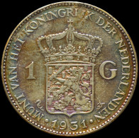 LaZooRo: Netherlands 1 Gulden 1931 XF Rainbow - Silver - 1 Florín Holandés (Gulden)