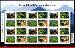 Ref. BR-V2016-12FO BRAZIL 2016 - SERRA DO MAR PARANAENSERAILWAY, BRIDGES, SHEET MNH, RAILWAYS, TRAINS 24V - Blocs-feuillets