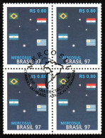 Ref. BR-2646-QC BRAZIL 1997 - WITH ARGENTINA URUGUAY +,MERCOSUL, MI# 2768, POSTMARK 1ST DAY, NH, JOINT ISSUE 4V Sc# 2646 - Used Stamps