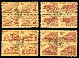 Ref. BR-1379-82-QC BRAZIL 1975 - COLONIAL FORTS,FORTRESSES, COMMEMORATIVE POSTMARK NH, CASTLES, FORTIFICATIONS 16V - Used Stamps