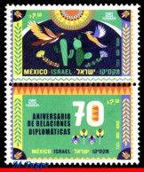 Ref. MX-V2022-22 MEXICO 2022 - WITH ISRAEL, 70 YEARS OFDIPL. RELATIONS, CACTUS, BIRDS, MNH, JOINT ISSUE 2V - Joint Issues