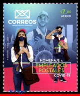 Ref. MX-V2020-16 MEXICO 2020 - TRIBUTE POSTAL EMPLOYEES,COVID-19 COMBAT, MNH, HEALTH 1V - Maladies