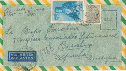 52483. Carta Certificada Aerea CAMPOS (Rio De Janeiro) Brasil 1950 A Barcelona, Sello Isabel Catolica - Covers & Documents