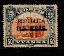 ! ! Nyassa - 1918 King Carlos Local Republica 50 C - Af. 80 - MH - Nyasaland