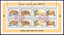 LIBYA 1997 WWF Felis Lybica - Minisheet (First Day PMK) - Used Stamps