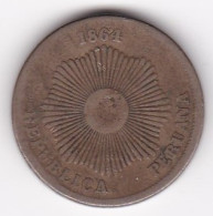 Perou 2 Centavos 1864, En Cupronickel, KM# 188 - Perú