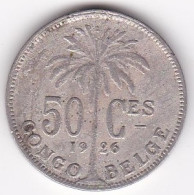 CONGO BELGE , 50 Centimes 1926  , Légende Française . Albert I, En Cupronickel, KM# 22 - 1910-1934: Alberto I