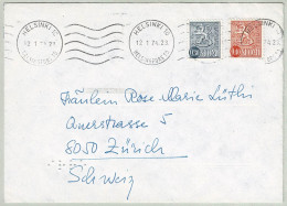 Finnland / Finland 1974, Brief Helsinki - Zürich (Schweiz), Links Unten 4 Buchstaben IRRE Blindenschrift - Briefe U. Dokumente