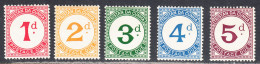 Tristan Da Cunha 1957 Postage Due, Mint No Hinge, Block, Sc# J1-J5, SG D1-D5 - Tristan Da Cunha