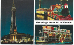 Carte Postale: Greetings From BLACPOOL, La Nuit. - Blackpool