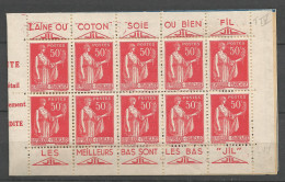 PAIX N° 283 Typ IV DEMI CARNET Avec Couverture PUB JIL NEUF** SANS CHARNIERE , 2 Timbres Avec Adhérence / Hingeless /MNH - Nuovi