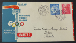 Grichenland  Air Letter 1956  Qantas Olympia Athens To Australia #cover5677 - Briefe U. Dokumente