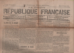 LA PETITE REPUBLIQUE FRANCAISE 12 7 1881 - PONTARLIER - TUNISIE - ALGERIE - STATUE VICTOR HUGO - ASSASSINAT GARFIELD USA - 1850 - 1899