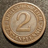 ALLEMAGNE - GERMANY - 2 RENTENPFENNIG 1924 F - KM 31 - 2 Rentenpfennig & 2 Reichspfennig