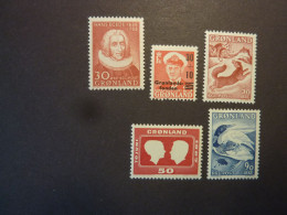 GROENLAND, Année 1958, YT N° 32-33-56-58-59 Neufs MH* (cote 34,50 EUR) - Unused Stamps