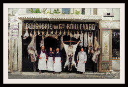 Béziers Boucherie Du Grand Boulevard Vers 1900personnel En Devanture  - Cadre Photo Format 20 *30 Cm - Mestieri